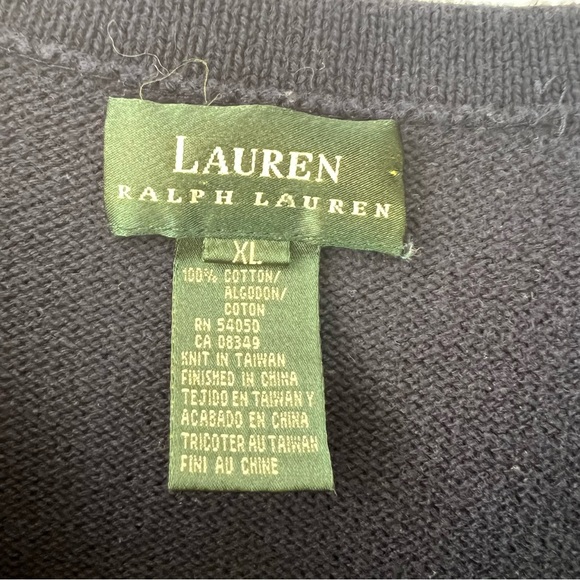 Vintage Lauren Ralph Lauren Embroidered Boat Coastal Nautical Navy Sweater - Picture 4 of 5
